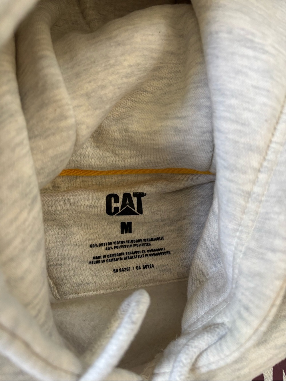 LIKE NEW Caterpillar Light Gray Sweatshirt with Maroon Logo, Women’s Medium - Picture 3 of 4